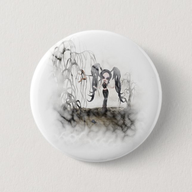 Macaron Rond 5 Cm Sepia Goth Girl Vignette (Devant)