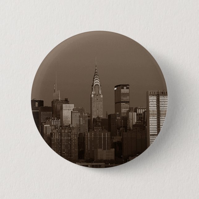 Macaron Rond 5 Cm Sepia New York (Devant)