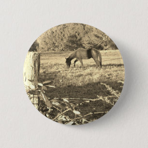 Macaron Rond 5 Cm Sepia ton cheval Brown et clôture