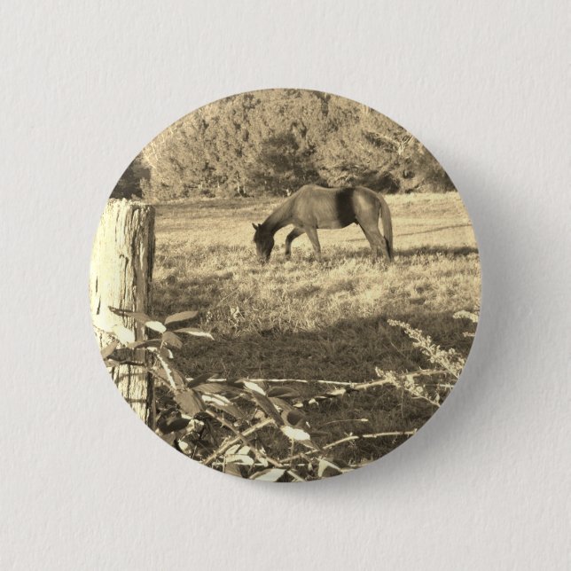 Macaron Rond 5 Cm Sepia ton cheval Brown et clôture (Devant)