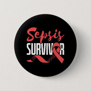 Macaron Rond 5 Cm Sepsis Survivor Warrior Fighor Awareness Moth