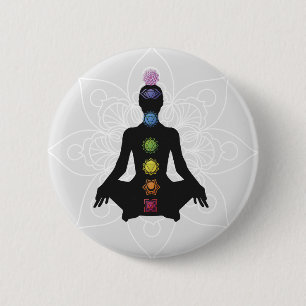 Macaron Rond 5 Cm Sept chakras silhouette