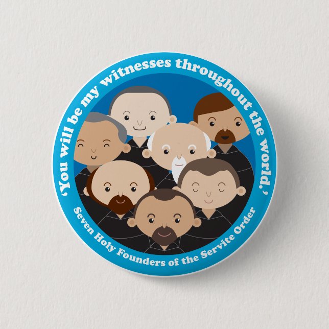 Macaron Rond 5 Cm Sept Fondateurs de l'Ordre Servite (Devant)