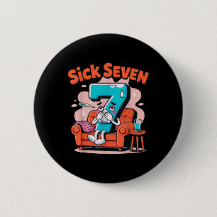 Macaron Rond 5 Cm Sept Malade 67 Costume de jeu de mots drôle Blague