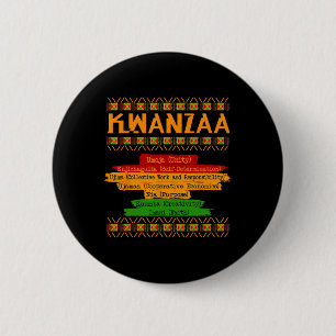 Macaron Rond 5 Cm Sept Principes De Kwanzaa Fier Africain-Américain