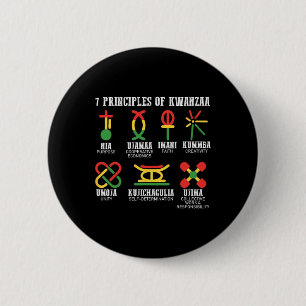 Macaron Rond 5 Cm Sept Principes De Kwanzaa Fier Africain-Américain
