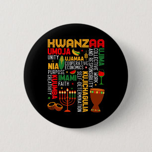 Macaron Rond 5 Cm Sept Principes De Kwanzaa Fier Africain-Américain