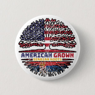Macaron Rond 5 Cm Serbian Serbia US American États-Unis Tree