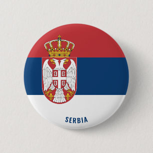Macaron Rond 5 Cm Serbie Drapeau patriotique