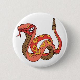 Macaron Rond 5 Cm Serpent à sonnettes rouge impressionnant