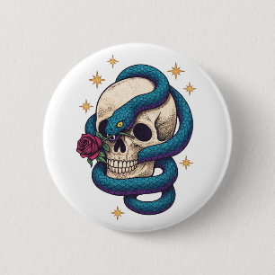 Macaron Rond 5 Cm Serpent Crâne