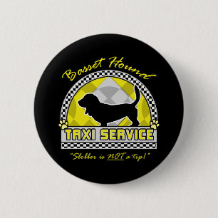 Macaron Rond 5 Cm Service de taxi de Basset Hound