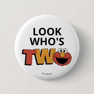 Macaron Rond 5 Cm Sesame Street Elmo - Bouton pour le deuxième ann