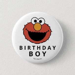 Macaron Rond 5 Cm Sesame Street Elmo - Premier Bouton d'Anniversai