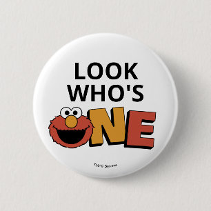 Macaron Rond 5 Cm Sesame Street Elmo - Premier Bouton d'Anniversai