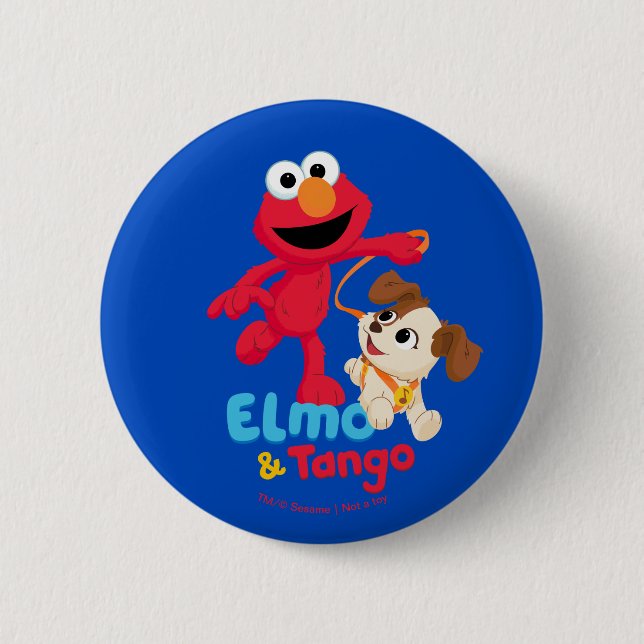 Macaron Rond 5 Cm Sesame Street | Elmo & Tango en course (Devant)