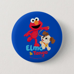 Macaron Rond 5 Cm Sesame Street   Elmo & Tango en course