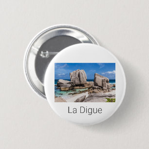 Macaron Rond 5 Cm Seychelles La Digue Anse Marron Beach Vintage