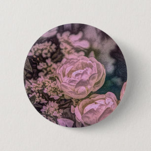 Macaron Rond 5 Cm Shabby chic jardin victorien Rose bohème