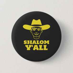 Macaron Rond 5 Cm Shalom Yall, juive juive du sud, cow-boy juif