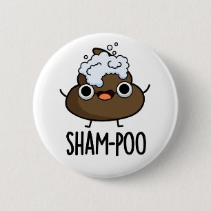 Macaron Rond 5 Cm Sham-poo Drôle Poop Avec Shampoo Bubbles Pun