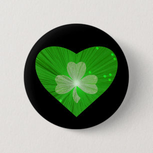 Macaron Rond 5 Cm Shamrock Bouton de bouton Coeur noir