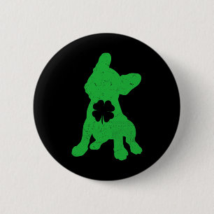 Macaron Rond 5 Cm Shamrock Bulldog St Patrick Propriétaire de la jou