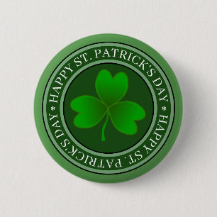 Macaron Rond 5 Cm Shamrock vert de la Saint Patrick