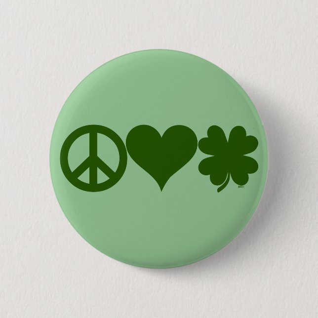 Macaron Rond 5 Cm Shamrocks d'amour de paix (Devant)