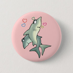 Macaron Rond 5 Cm Shark Love (pink) Button