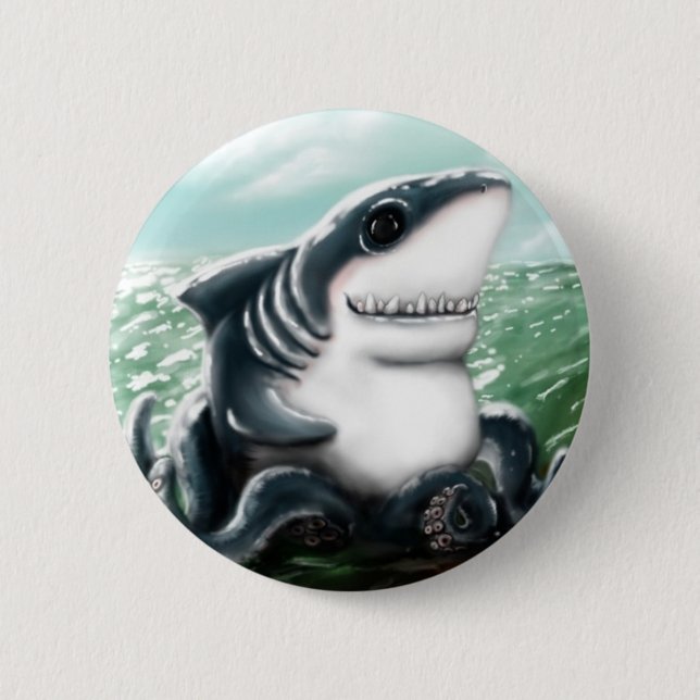 Macaron Rond 5 Cm Sharktopus (Devant)