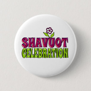 Macaron Rond 5 Cm Shavuot Fête fun Salutation avec fleur