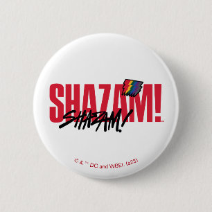 Macaron Rond 5 Cm SHAZAM ! Furie des dieux Logo des boulons arc-en
