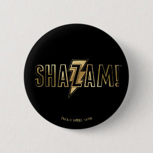 Macaron Rond 5 Cm SHAZAM ! logo d'or de  