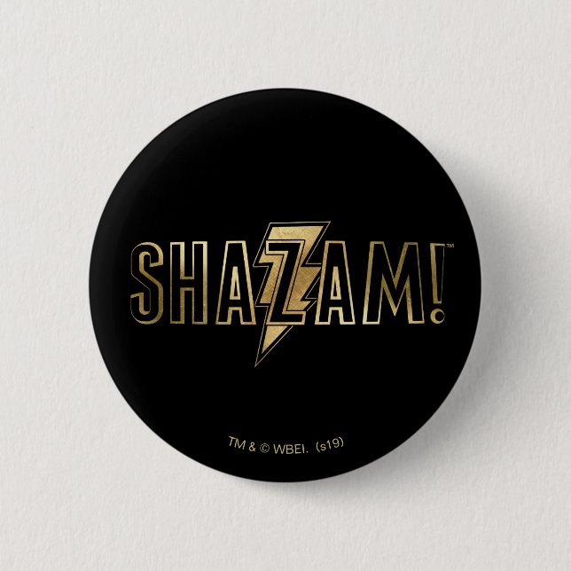 Macaron Rond 5 Cm SHAZAM ! | Logo Or (Devant)