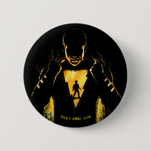 Macaron Rond 5 Cm SHAZAM !   Shazam et Billy Lightning Silhouette