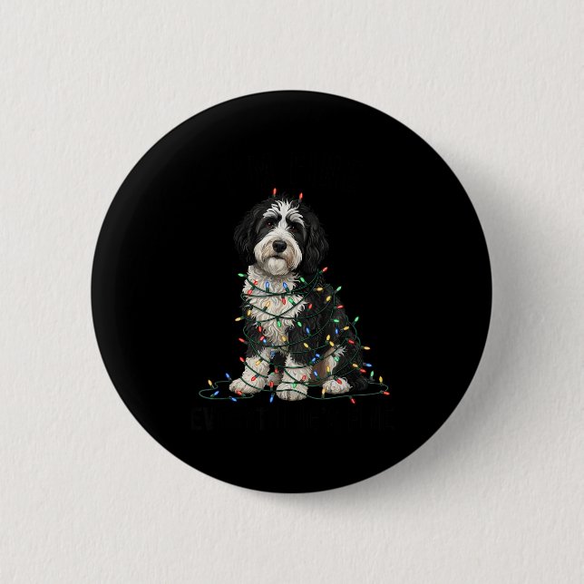Macaron Rond 5 Cm Sheepadoodle Christmas I'm Fine Everything Is Fine (Devant)
