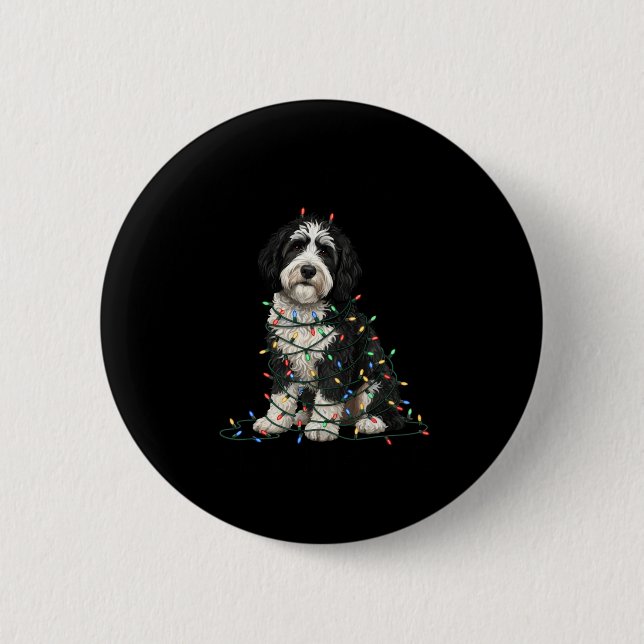 Macaron Rond 5 Cm Sheepadoodle Christmas I'm Fine Everything Is Fine (Devant)