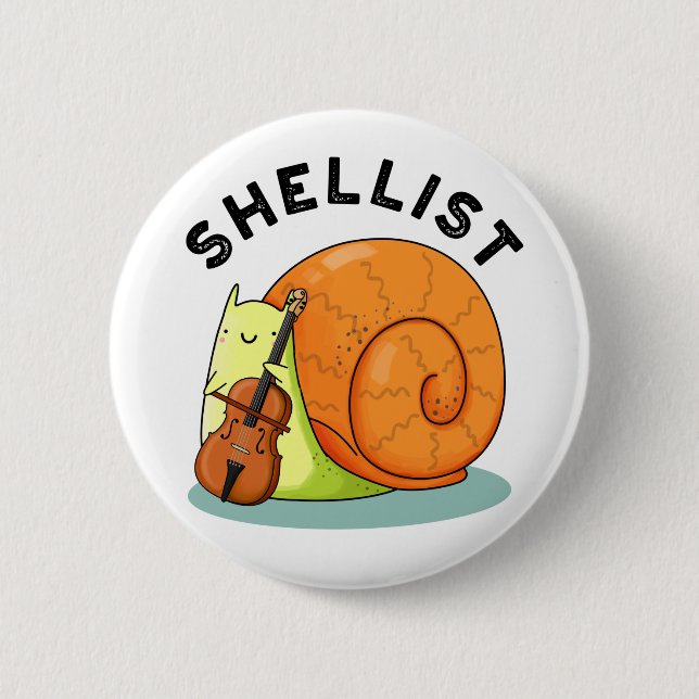 Macaron Rond 5 Cm Shellist Funny Snail Cello Pun (Devant)
