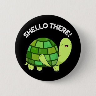 Macaron Rond 5 Cm Shello There Funny Tortoise Pun Dark BG