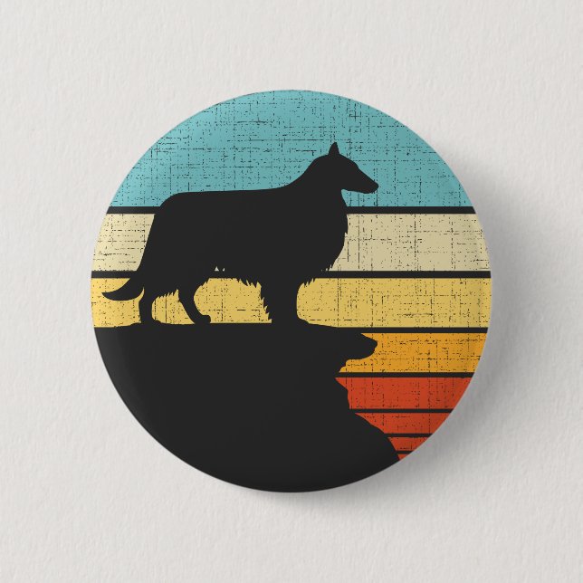 Macaron Rond 5 Cm Sheltie Shetland Sheepdog Retro Amoureux des chien (Devant)