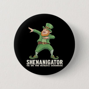 Macaron Rond 5 Cm Shenanigator faisant le dab Leprechaun Saint Patri