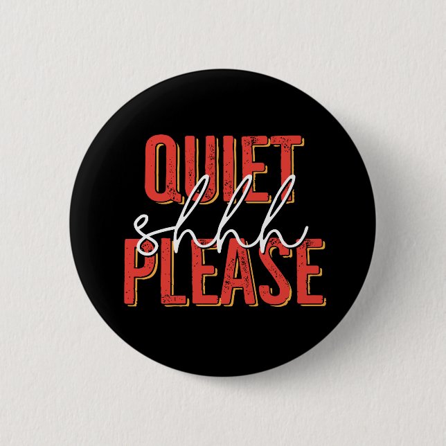 Macaron Rond 5 Cm Shhh tranquillité svp (orange/blanc) (Devant)