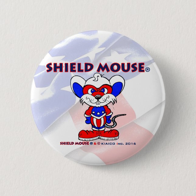 Macaron Rond 5 Cm SHIELD MOUSE Classic U.S.A. Bouton 2016 (Devant)
