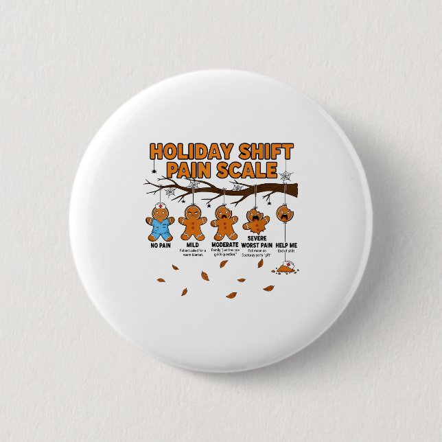 Macaron Rond 5 Cm Shift Nurse Pain Scale Funny Gingerbread Rn Christ (Devant)