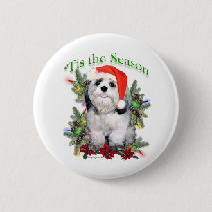 Macaron Rond 5 Cm Shih Tzu 'Tis la saison - bouton