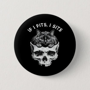 Macaron Rond 5 Cm Si ça va S'assoir Crâne de Chat Noir Humour Mème M
