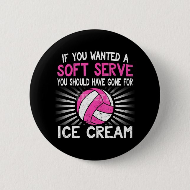 Macaron Rond 5 Cm Si Vous Recherché Un Soft Servez Funny Girl Volley (Devant)