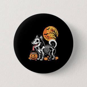 Macaron Rond 5 Cm Sibérie Husky Chien Skeleton Y Citrouille Moon Hal
