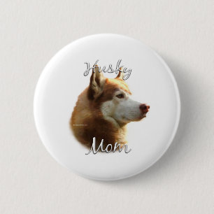 Macaron Rond 5 Cm Sibérie Husky (rouge) Maman 2